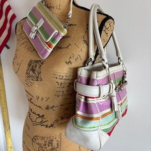 Vintage Stripe Coach Handbag & wristlet